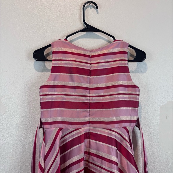Bonnie Jean Pink Red Sparkle Striped Dress Candy Cane Sz 12 Bow Fancy Formal - Picture 6 of 8